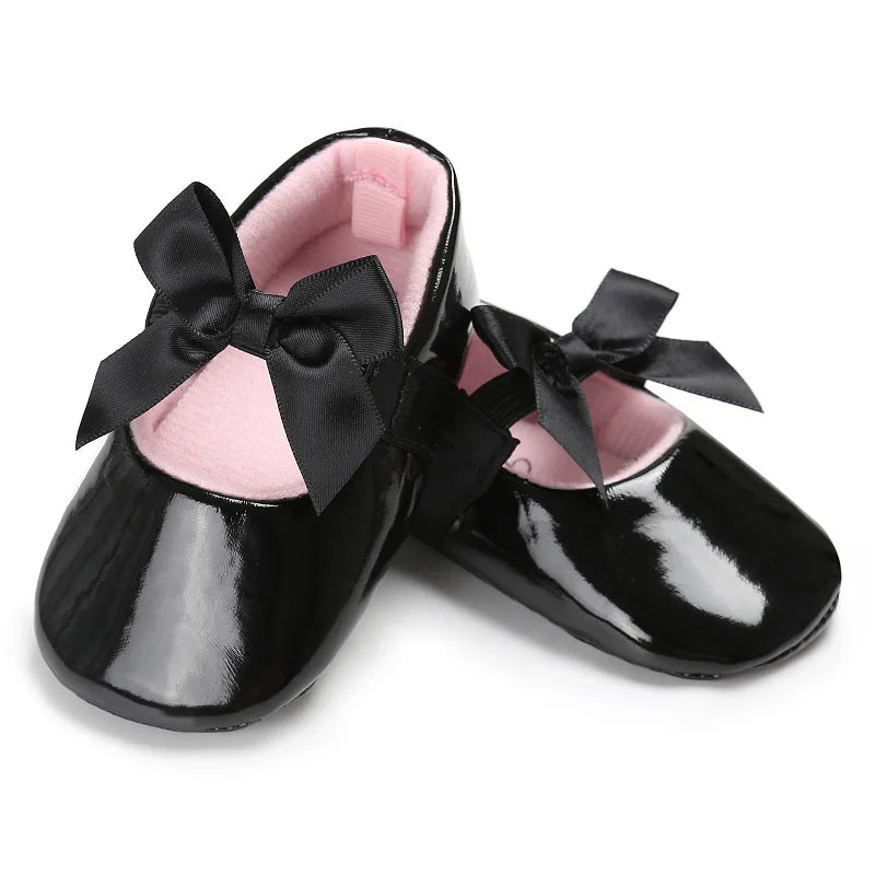 Newborn Baby Shoes Baby Girls Shoes PU Anti-slip Bowknot Classic Princess Dress Shoes First Walker Toddler Crib Shoe Moccasins