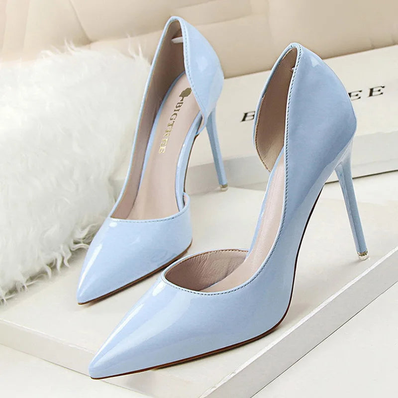 BIGTREE Shoes Patent Leather Heels 2025 Fashion Woman Pumps Stiletto Women Shoes Sexy Party Shoes Women High Heels 12 Colour