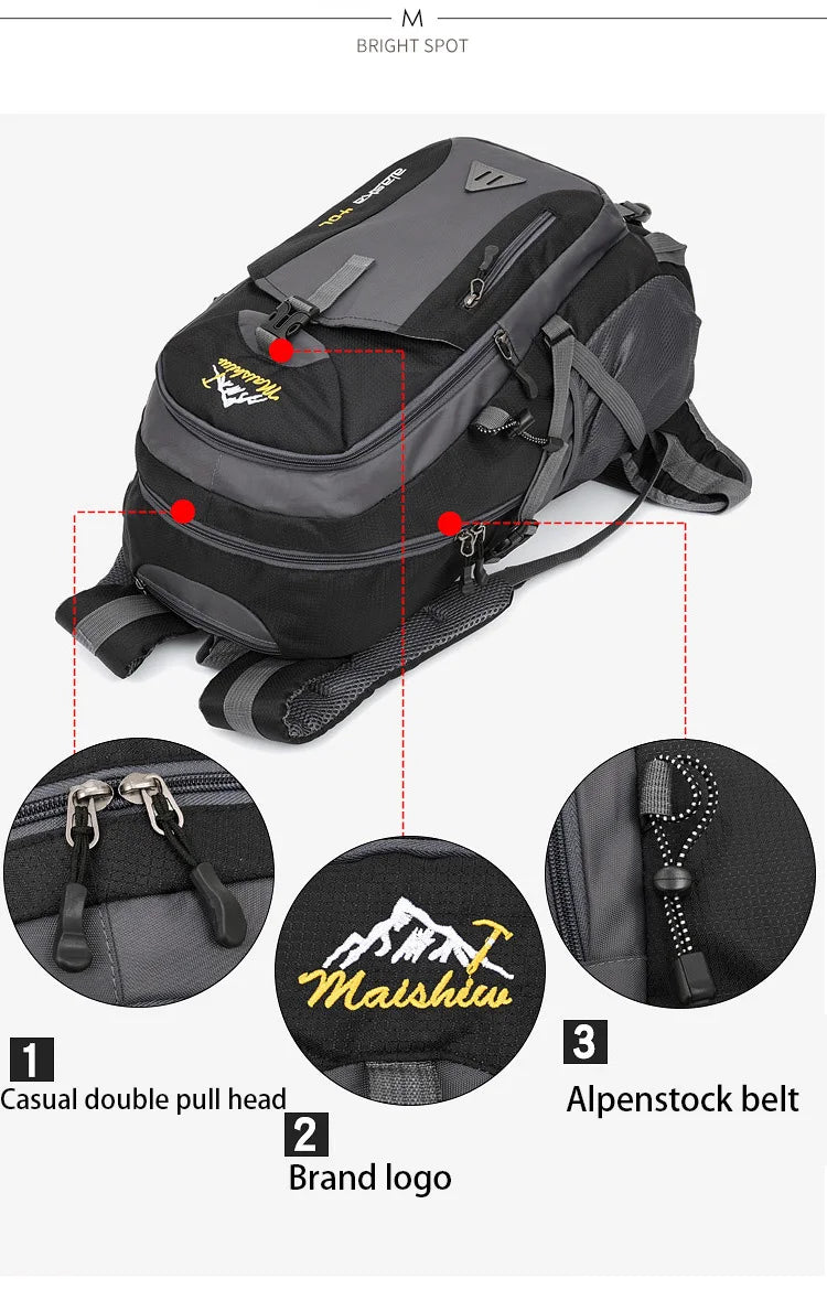 Anti-theft Mountaineering Waterproof Backpack Men Riding Sport Bags Outdoor Camping Travel Backpacks Climbing Hiking Bag For Men