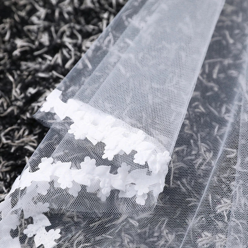 Wedding accessories white veil single layer fashion lace veil girl dress accessories children cheap veils bridal veils