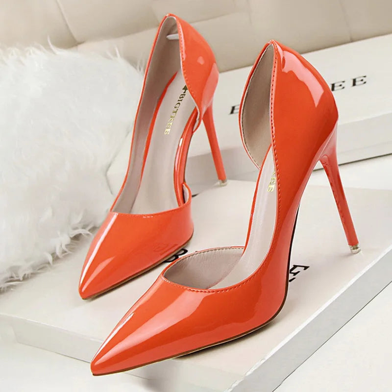 BIGTREE Shoes Patent Leather Heels 2025 Fashion Woman Pumps Stiletto Women Shoes Sexy Party Shoes Women High Heels 12 Colour