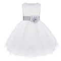 Kids Girls Wedding Pageant Dress White Bridesmaid Dresses Formal Party Princess Vestidos Cute Big Bowknot Sash Flower Girl Dress