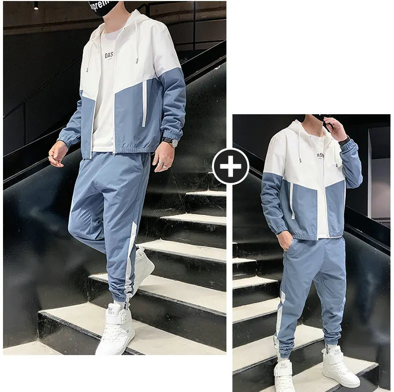 Hip Hop Military Men Tracksuit Hooded Jacket+Harem Pant Patchwork 2PC Set For Men Fashion 2023 New Mens Sportswear Suits