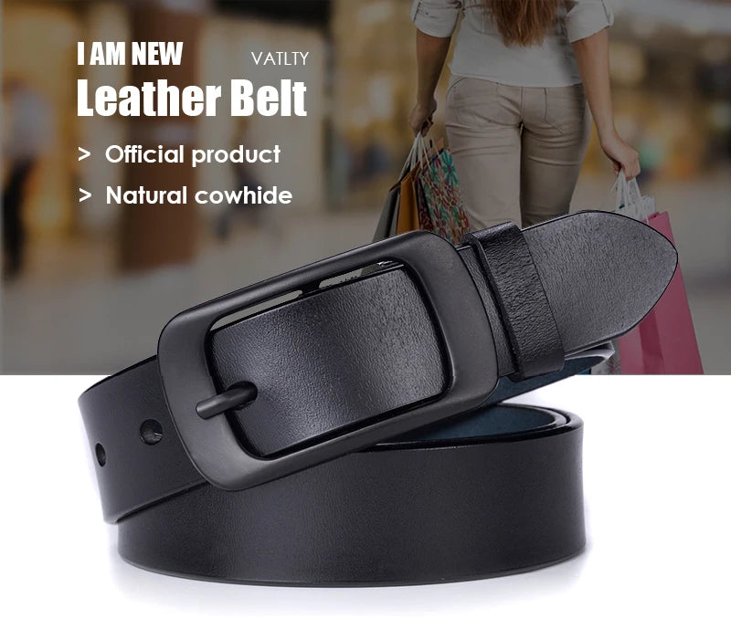VATLTY Stylish Leather Belt for Women Matte Alloy Buckle Natural Cowhide 2.8cm Ladies Belt Jeans Brown Trousers Belt Female