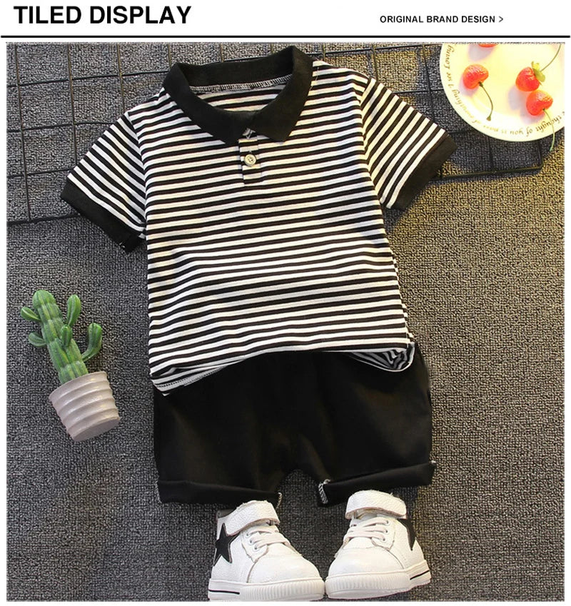 IENENS Summer Solid Color Clothes Sets Short Sleeves Tops + Shorts Baby Toddler Clothing Suits 1 2 3 4 Years Kids Outfits