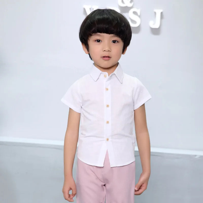 2021 Boys Formal Suits Summer Short Sleeve Blazer+Shorts  2pcs Children Kids Wedding Clothing Sets Prom Performance Costumes