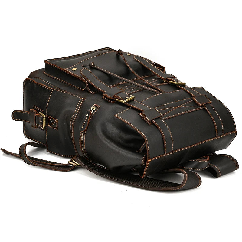 2025 New Arrivals Leather Backpack For Men Male Genuine Leather Laptop Travel Backpack 17 Inch Daypack Shoold Bag Men Male Large