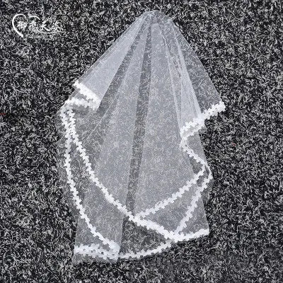 Wedding accessories white veil single layer fashion lace veil girl dress accessories children cheap veils bridal veils