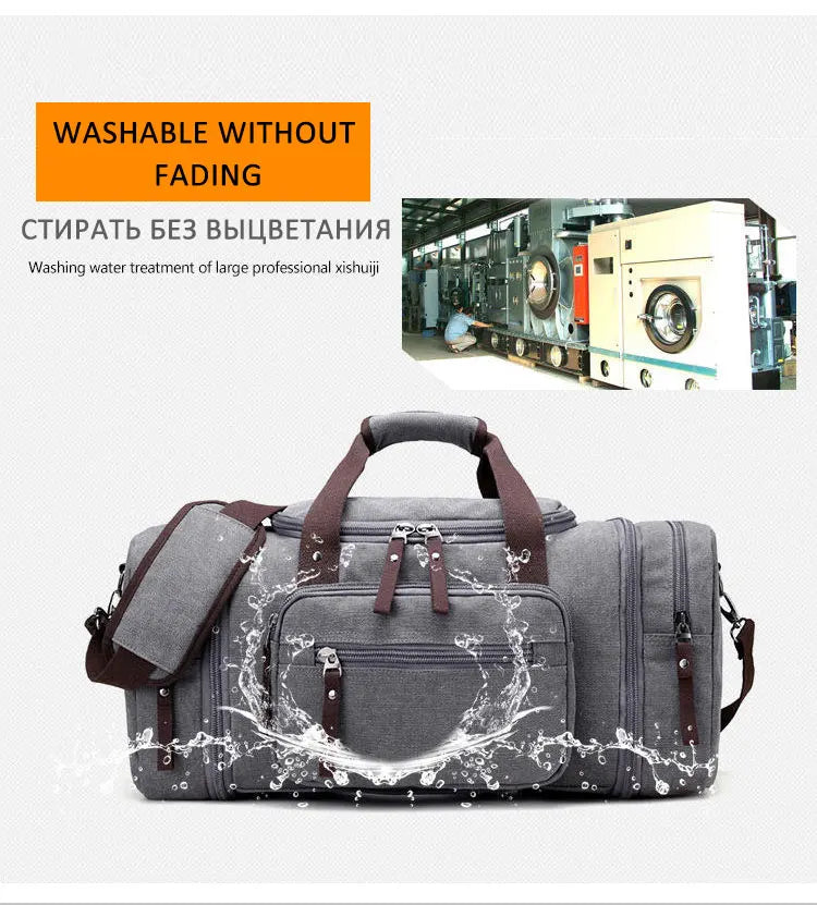 Travel Handbag for Men Hand Luggage Bags Canvas Travel Duffle Bag Weekend Shoulder Bagpack Multifunctional Lightweight Handbags
