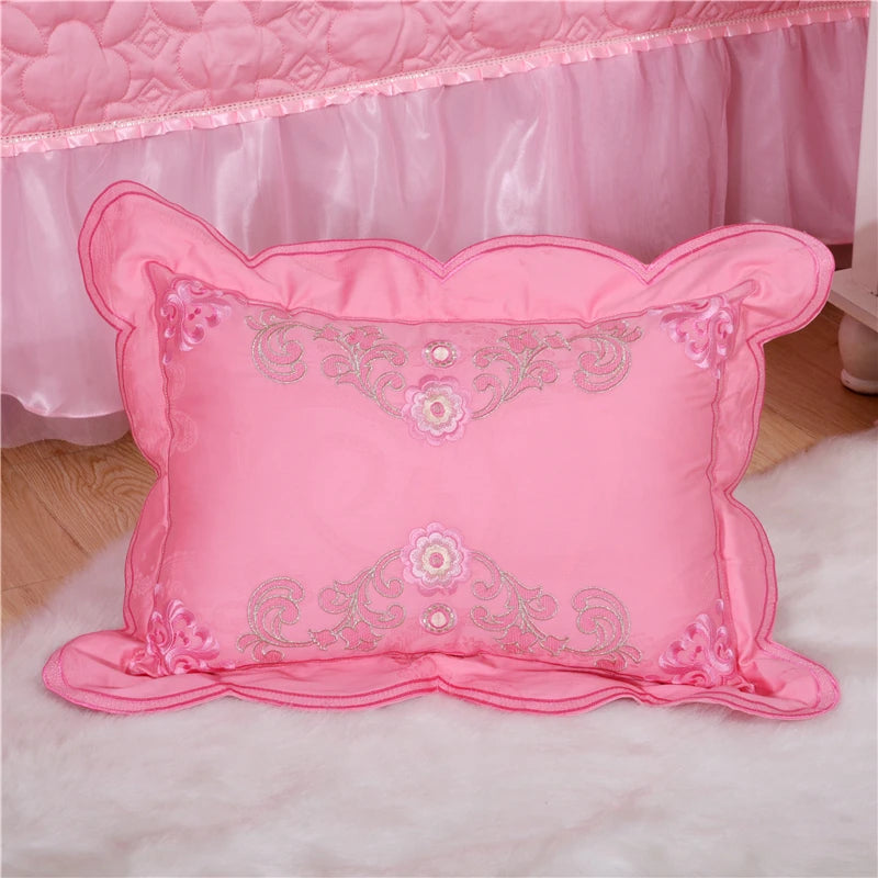 Korean Style Roganic Cotton Jacquard Wedding Lace 4pcs Bridal Duvet Cover Sets