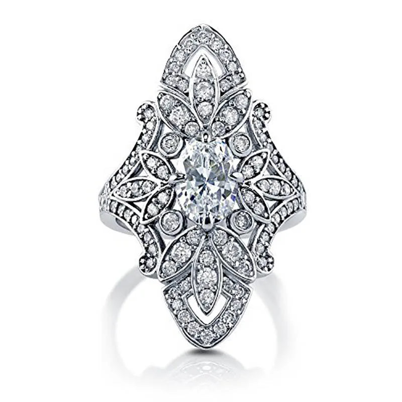 Jellystory Luxury Rings 925 Silver Jewellery for Women with Geometric Shaped Zircon Gemstones Ring Wedding Party Gifts size 6-10