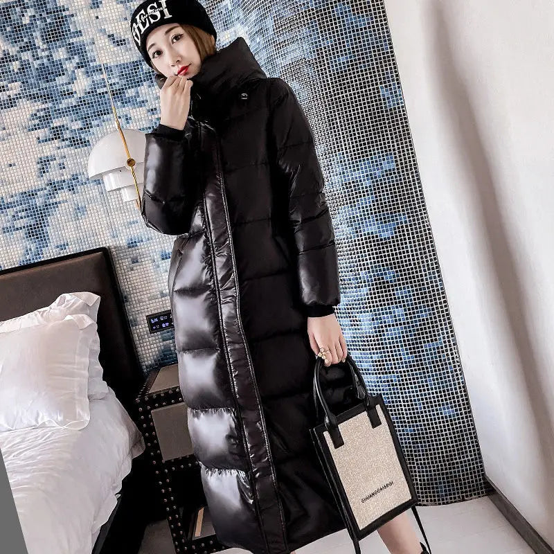 2025 Winter Long Down Jacket Women's Fashion Thick Cotton Parkas Outwear Plus size 4XL Loose Windproof Hooded Snow Coat Female