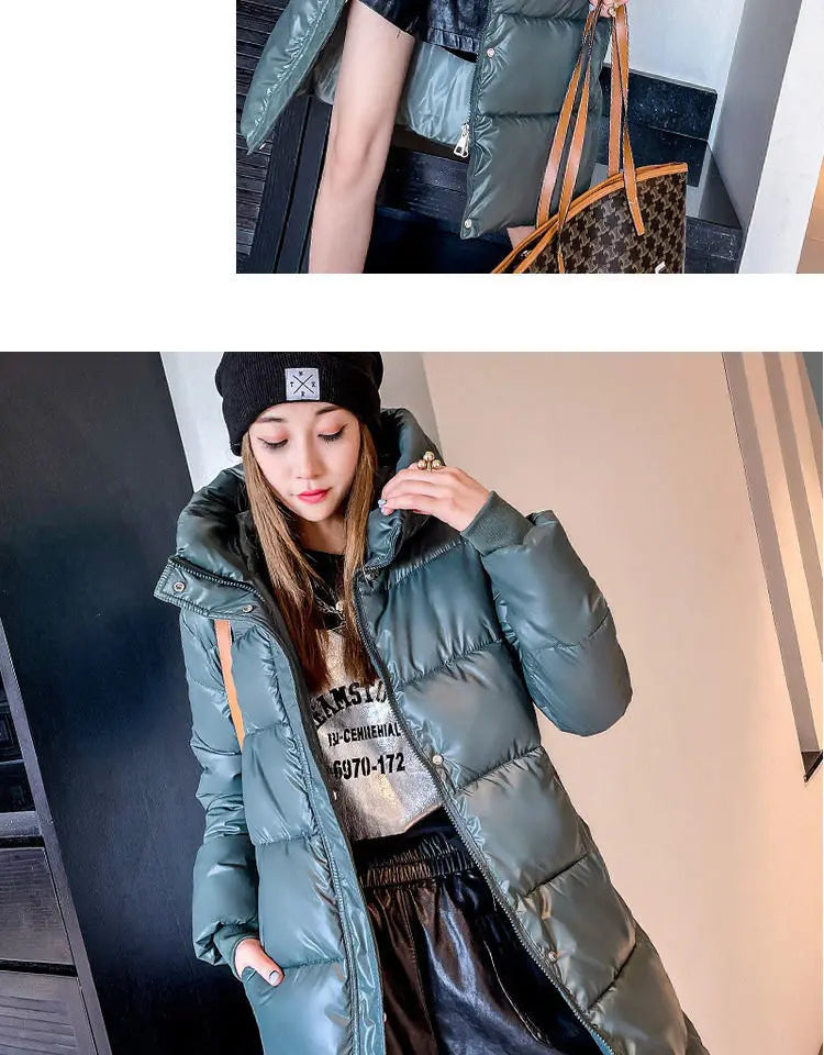 2025 Winter Long Down Jacket Women's Fashion Thick Cotton Parkas Outwear Plus size 4XL Loose Windproof Hooded Snow Coat Female