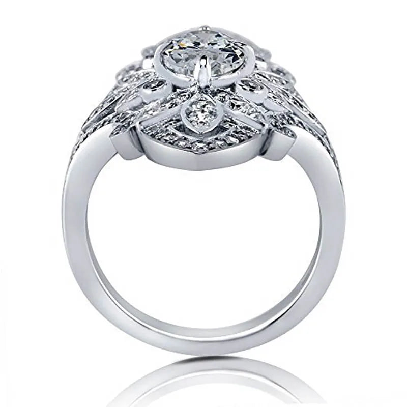 Jellystory Luxury Rings 925 Silver Jewellery for Women with Geometric Shaped Zircon Gemstones Ring Wedding Party Gifts size 6-10