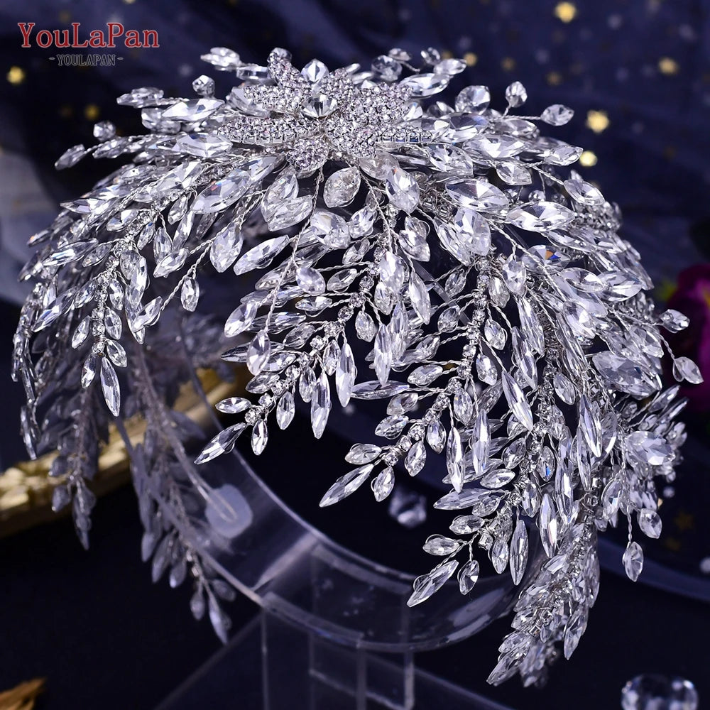 YouLaPan HP420 Wedding Accessories Bridal Headpieces Luxurious Banquet Jewelry Headdresses Bride Tiara and Crown Flower Headband