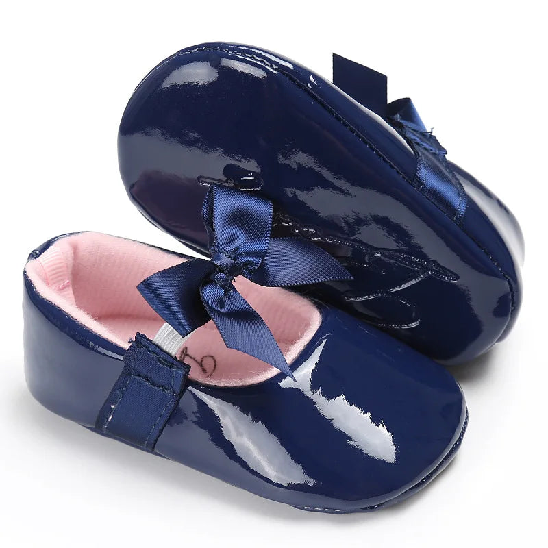 Newborn Baby Shoes Baby Girls Shoes PU Anti-slip Bowknot Classic Princess Dress Shoes First Walker Toddler Crib Shoe Moccasins