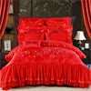 Korean Style Roganic Cotton Jacquard Wedding Lace 4pcs Bridal Duvet Cover Sets