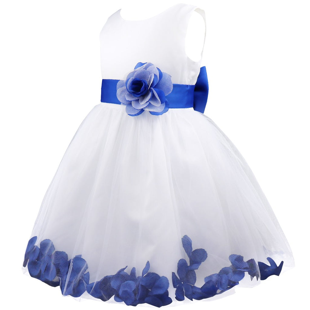 Baby Kids Girls Bowknot Flower Girl Dress Princess Birthday Party Tutu Dress Petals Wedding Pageant Bridesmaid Dresses Ball Gown