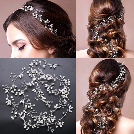 Wedding Hair Accessories Crystal Pearl Hair Belt Wedding Bridal Hair Ornaments Jewelry Bride Headdress Headbands Beads Hairwear