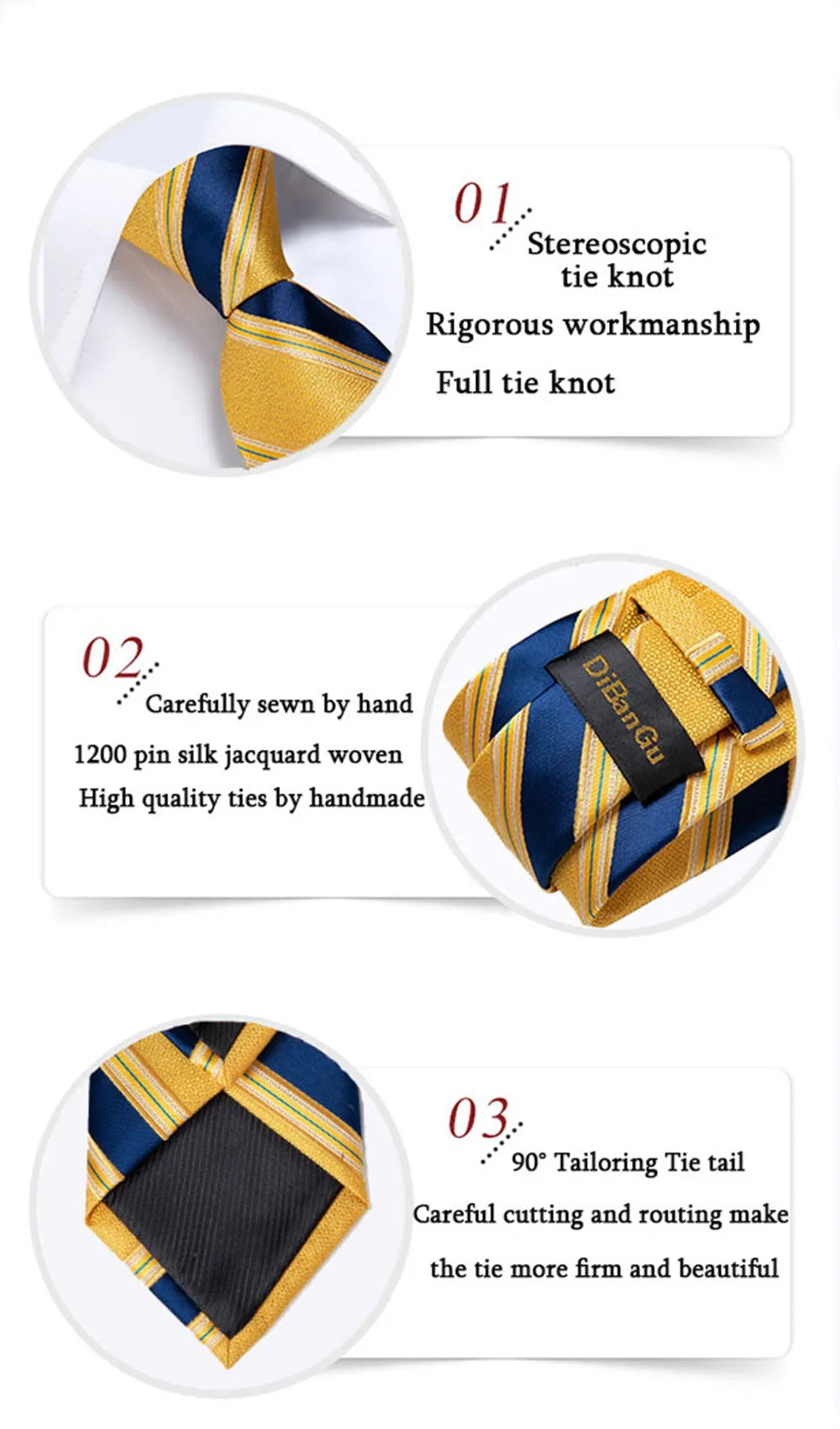 Light Blue Men's Tie Set Handkerchief Cufflinks Solid Paisley Floral Wedding Party Formal Groom Suits Accessories Gift Husband