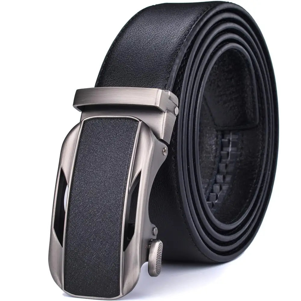 Men’s Genuine Leather Ratchet Dress Belt with Automatic Sliding Buckle Plus Size
