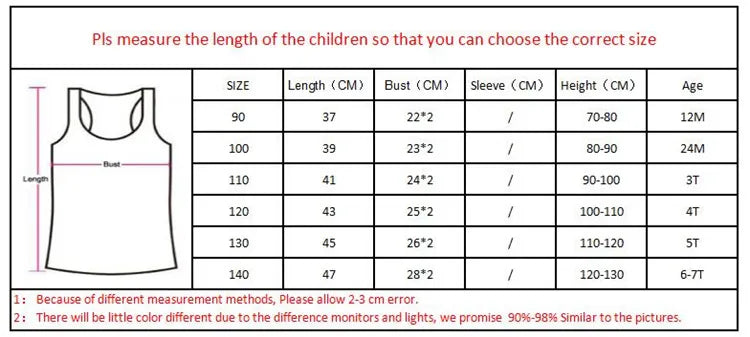 Summer Kids 100%Cotton T Shirts Boys Girls Baby Cartoon Printed Sleeveless Vests Clothes For 2-7 Years Children Clothing Gift