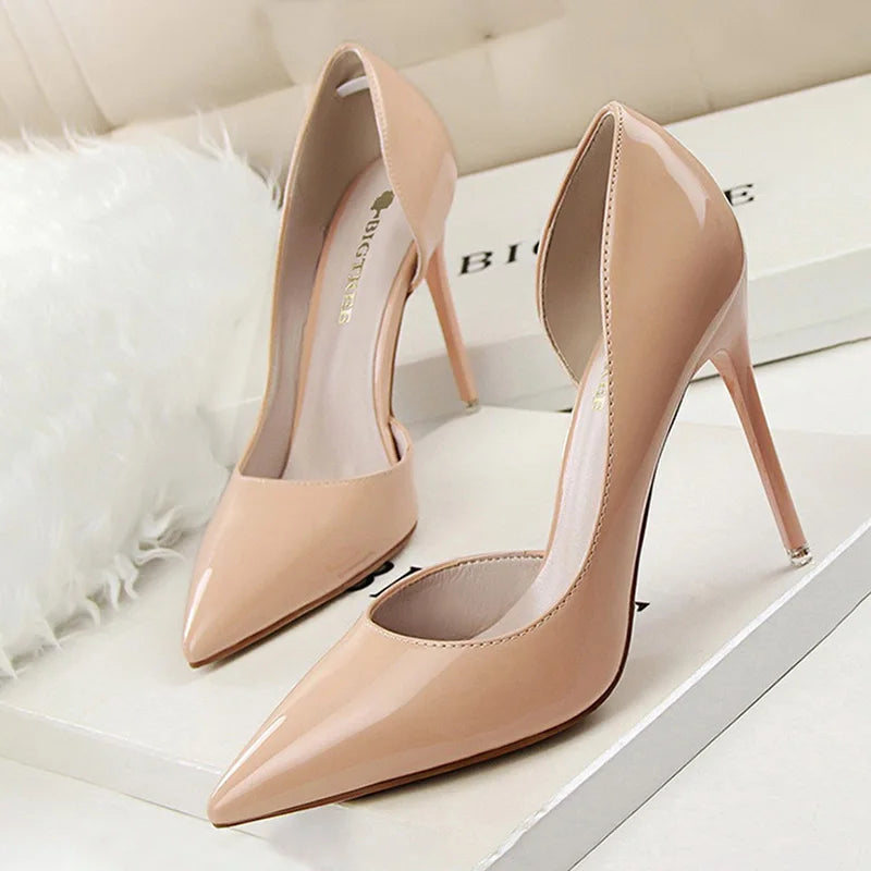 BIGTREE Shoes Patent Leather Heels 2025 Fashion Woman Pumps Stiletto Women Shoes Sexy Party Shoes Women High Heels 12 Colour