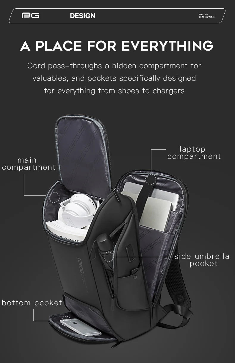 BANGE Business USB Charging Smart Backpacks Fits 15.6 Inch Laptop Commute Backpack WaterProof Carry On Bag for Men Travel Bags