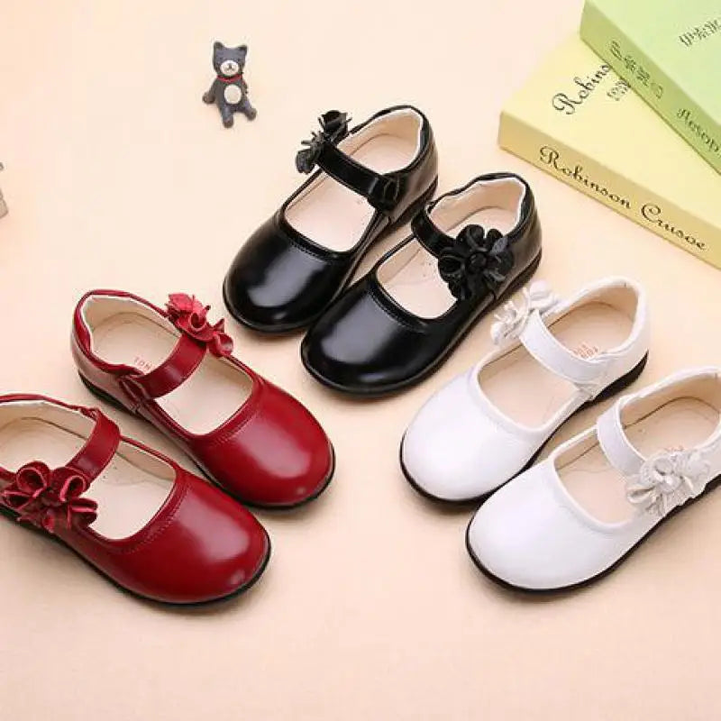 Girls Leather Shoes for Children Wedding Dress Princess School Shoes Kids Summer Bow-knot Black Student Sandals Korean Fashion