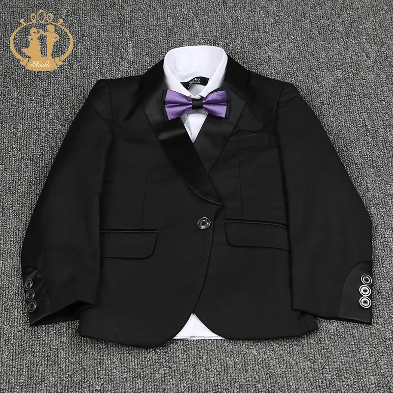Boys 3-Piece Formal Suit Set – Blazer, Vest & Pants | Red, Black & Blue