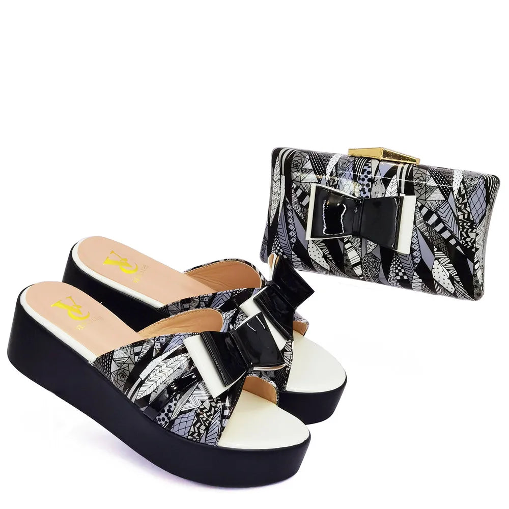 New Shoes and Bag for Party Wedding Womens Platform Heels Patent Leather Wedding Shoes for Women Bride Wedges Shoes for Women