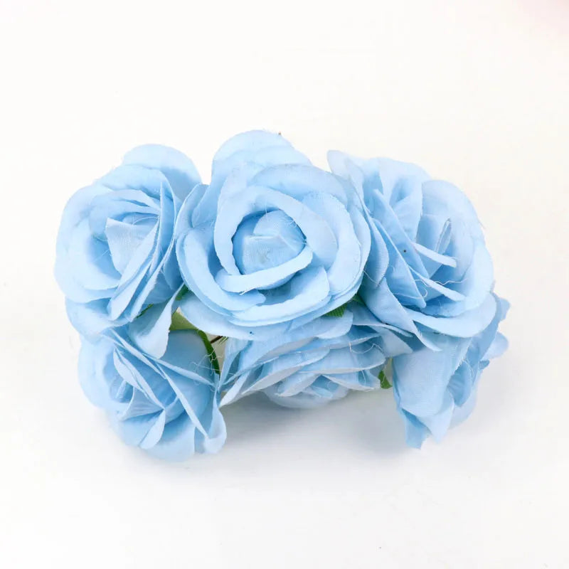 6Pcs DIY Party Decoration Vintage Silk Artificial Flowers Small Rose Wedding Fake Flowers Festival Supplies Home Decor Bouquet