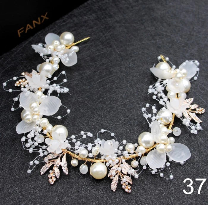 Bridal Bridesmaid Flower Girls Diamante Crystal Pearl Headband Rhinestone Wedding Prom Tiara Women Hair Accessories