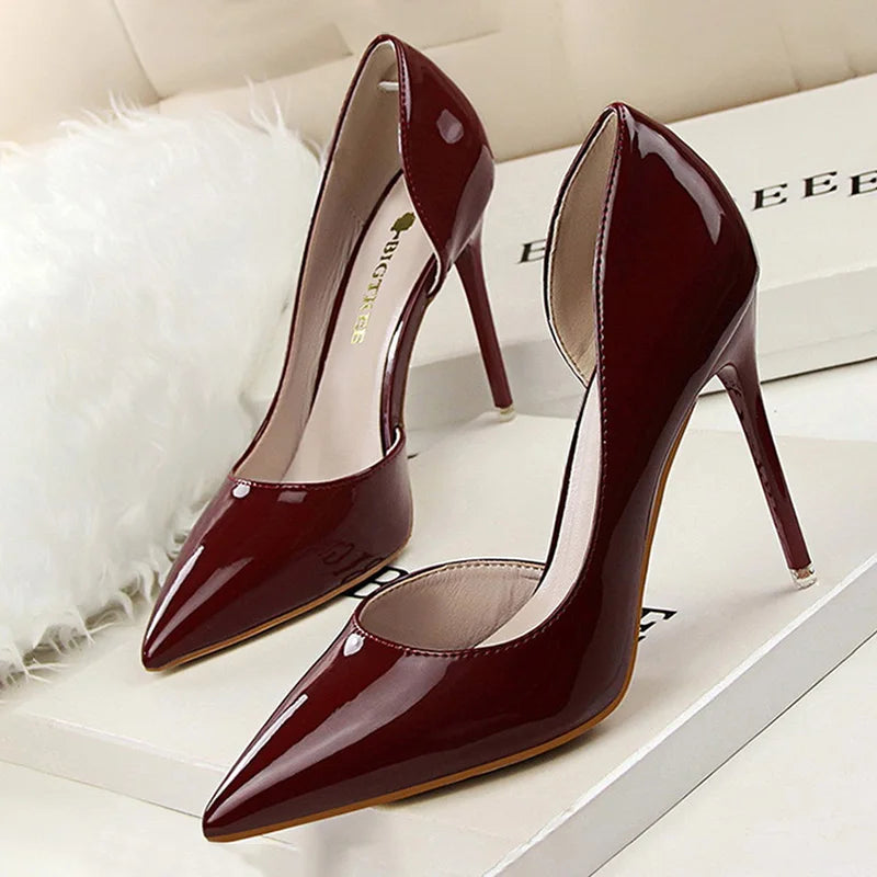 BIGTREE Shoes Patent Leather Heels 2025 Fashion Woman Pumps Stiletto Women Shoes Sexy Party Shoes Women High Heels 12 Colour
