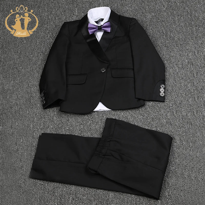 Boys 3-Piece Formal Suit Set – Blazer, Vest & Pants | Red, Black & Blue
