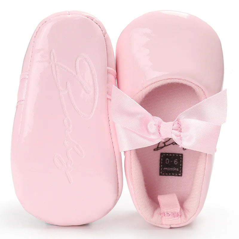 Newborn Baby Shoes Baby Girls Shoes PU Anti-slip Bowknot Classic Princess Dress Shoes First Walker Toddler Crib Shoe Moccasins