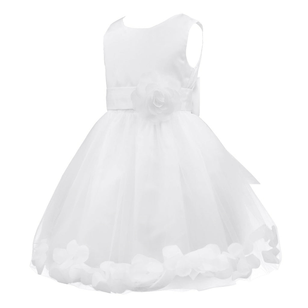 Baby Kids Girls Bowknot Flower Girl Dress Princess Birthday Party Tutu Dress Petals Wedding Pageant Bridesmaid Dresses Ball Gown