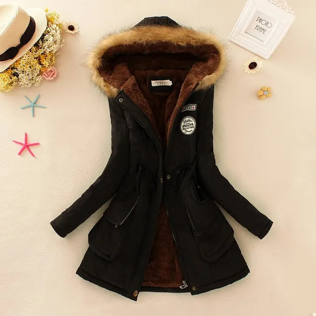 Women Winter Parkas Coats Autumn Warm Jackets Women Fur Collar Long Parka Plus Size Hoodies Casual Cotton Outwear S-3XL