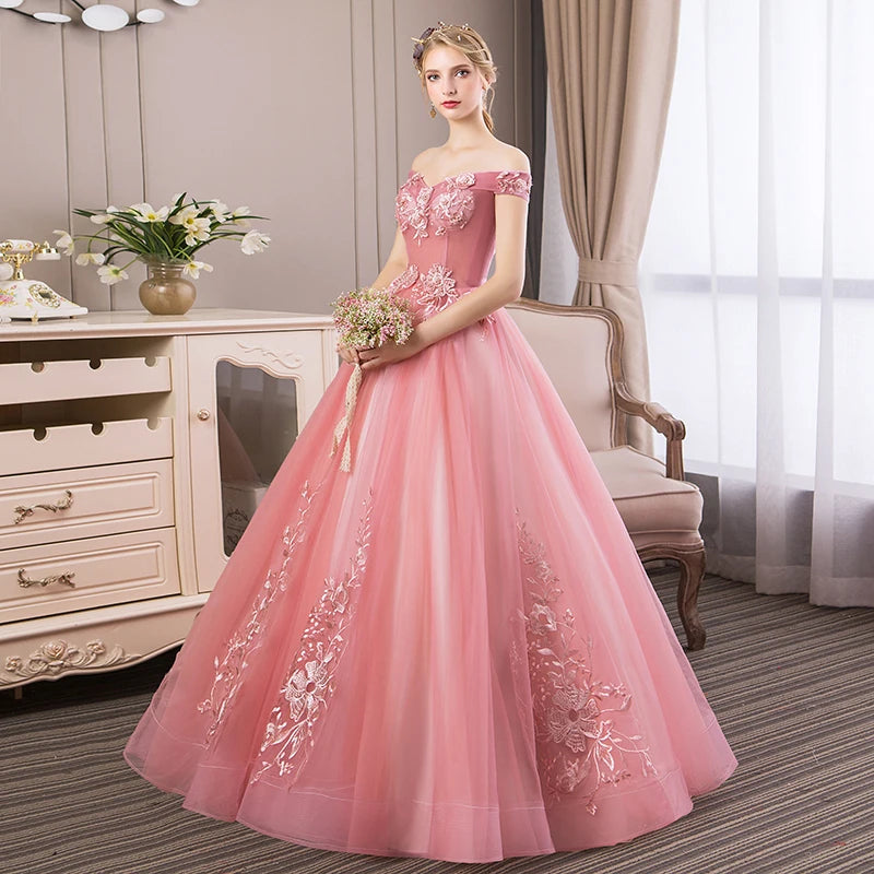 Quinceanera Dresses Elegant Boat Neck Luxury Lace Embroidery Vestidos De 15 Anos Party Prom Vintage Quinceanera Gown Customized