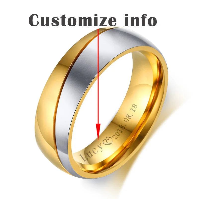 Vnox Temperament Wedding Rings For Women Men CZ Stones Stainless Steel Engagement Band Anniversary Personalized Gift Jewelry