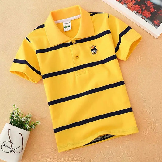boys shirt shirt Children's wear boy's short sleeve T-shirt pure cotton summer children's T-shirt lapel sleeve Boys