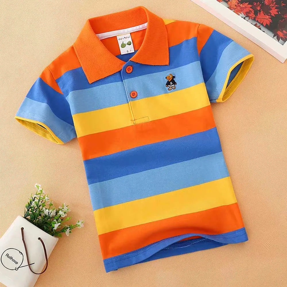boys shirt shirt Children's wear boy's short sleeve T-shirt pure cotton summer children's T-shirt lapel sleeve Boys