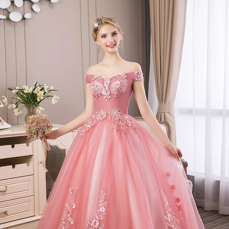 Quinceanera Dresses Elegant Boat Neck Luxury Lace Embroidery Vestidos De 15 Anos Party Prom Vintage Quinceanera Gown Customized