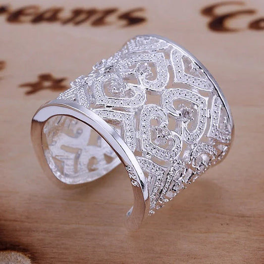 Free shipping factory price Silver color Ring Jewelry noble Charms women lady crystal gorgeous wedding party  R106