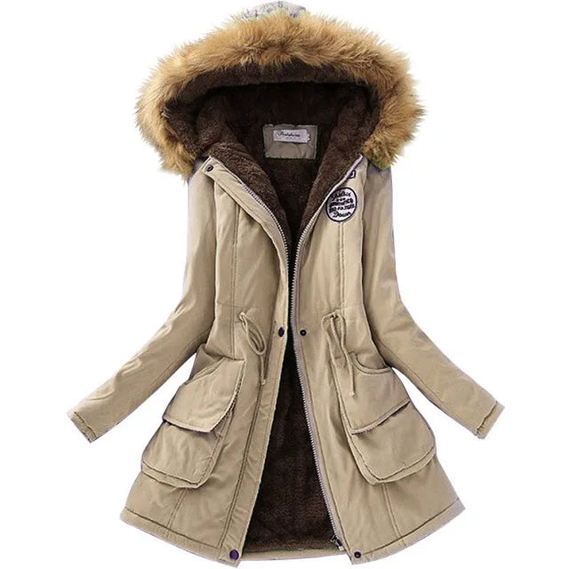 Women Winter Parkas Coats Autumn Warm Jackets Women Fur Collar Long Parka Plus Size Hoodies Casual Cotton Outwear S-3XL