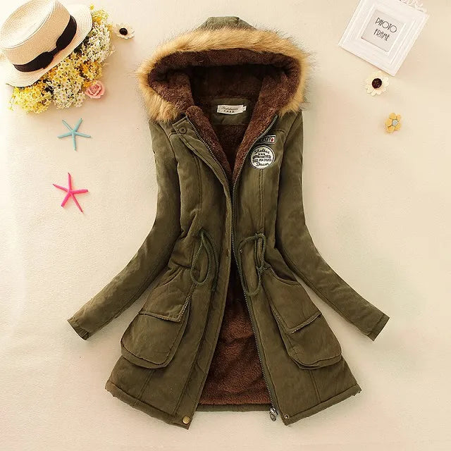 Women Winter Parkas Coats Autumn Warm Jackets Women Fur Collar Long Parka Plus Size Hoodies Casual Cotton Outwear S-3XL
