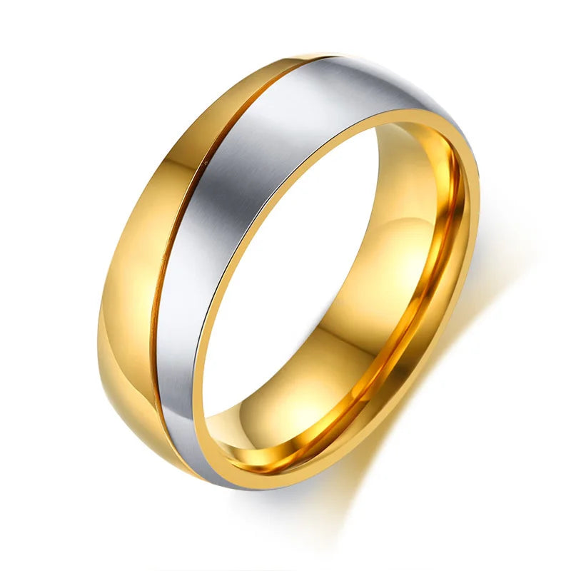Vnox Temperament Wedding Rings For Women Men CZ Stones Stainless Steel Engagement Band Anniversary Personalized Gift Jewelry