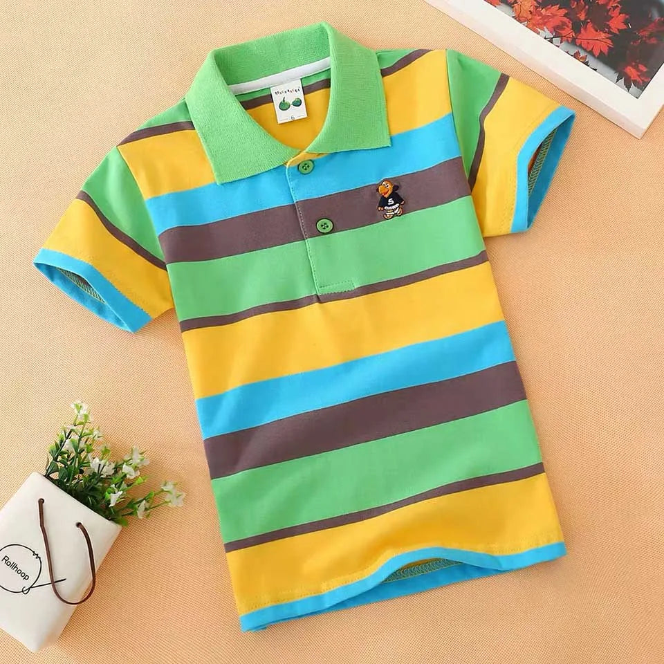 boys shirt shirt Children's wear boy's short sleeve T-shirt pure cotton summer children's T-shirt lapel sleeve Boys