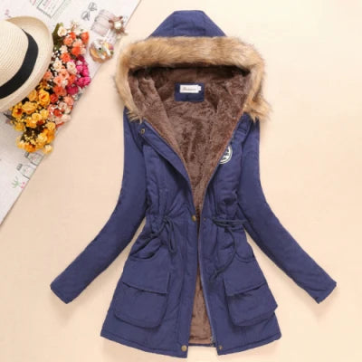 Women Winter Parkas Coats Autumn Warm Jackets Women Fur Collar Long Parka Plus Size Hoodies Casual Cotton Outwear S-3XL