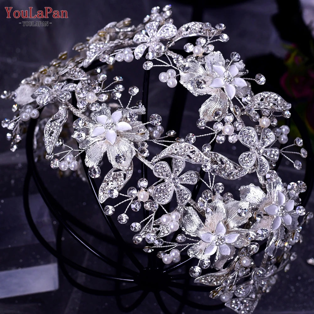YouLaPan Golden Wedding Crystal Headband Hair Accessories Woman Wedding Hair Jewelry Rhinestone Bridal Tiara and Headdress HP240